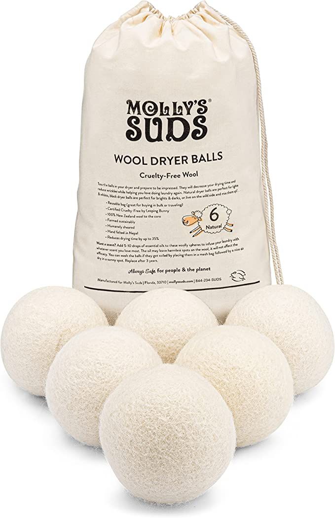 Molly's Suds Wool Dryer Balls | XL, Premium Organic Fabric Softener, Hypoallergenic, Hand-Felted,... | Amazon (US)