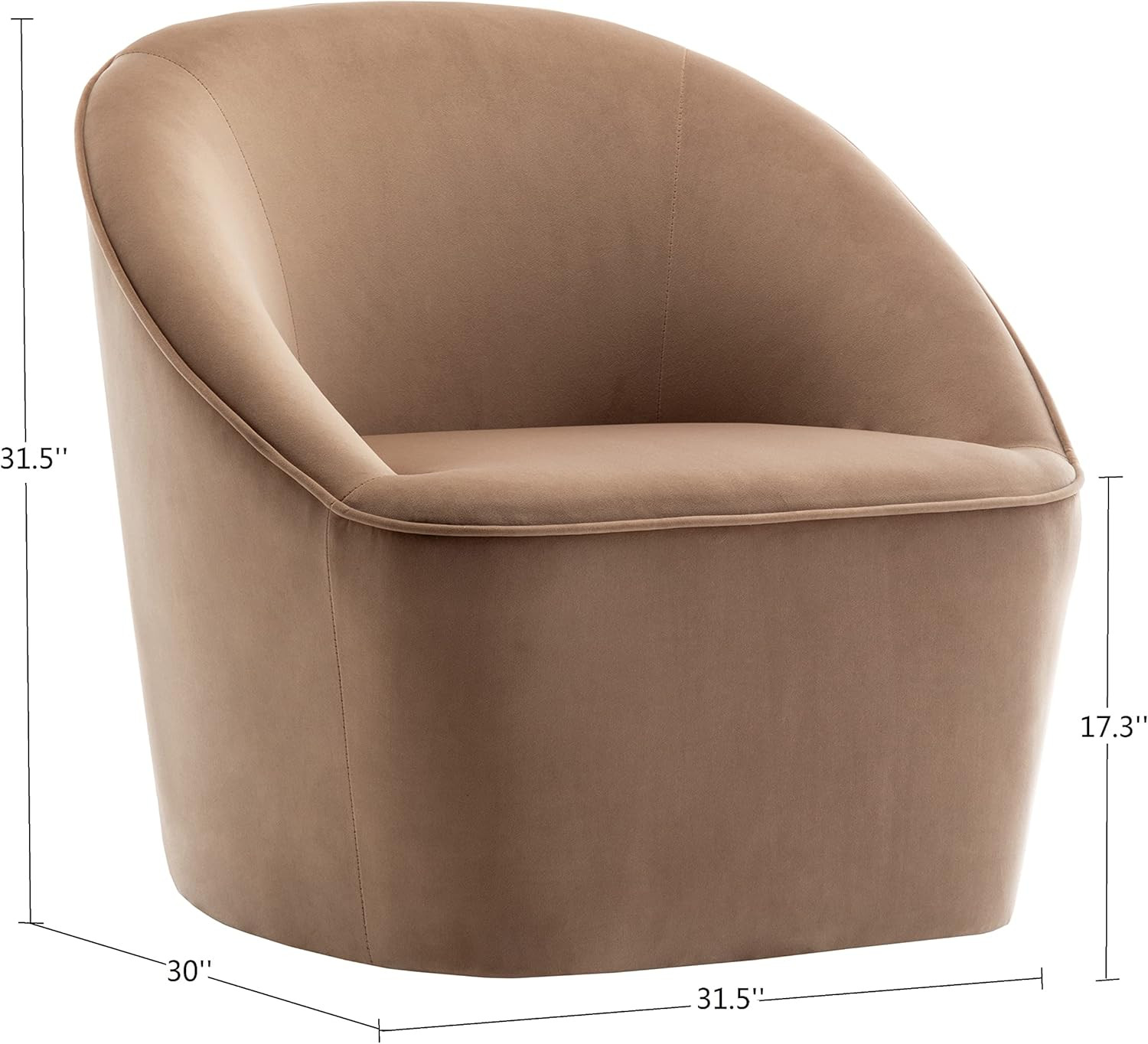 Wovenbyrd Modern Chic 360-degree Swivel Barrel Accent Chair, Light Brown Velvet | Amazon (US)