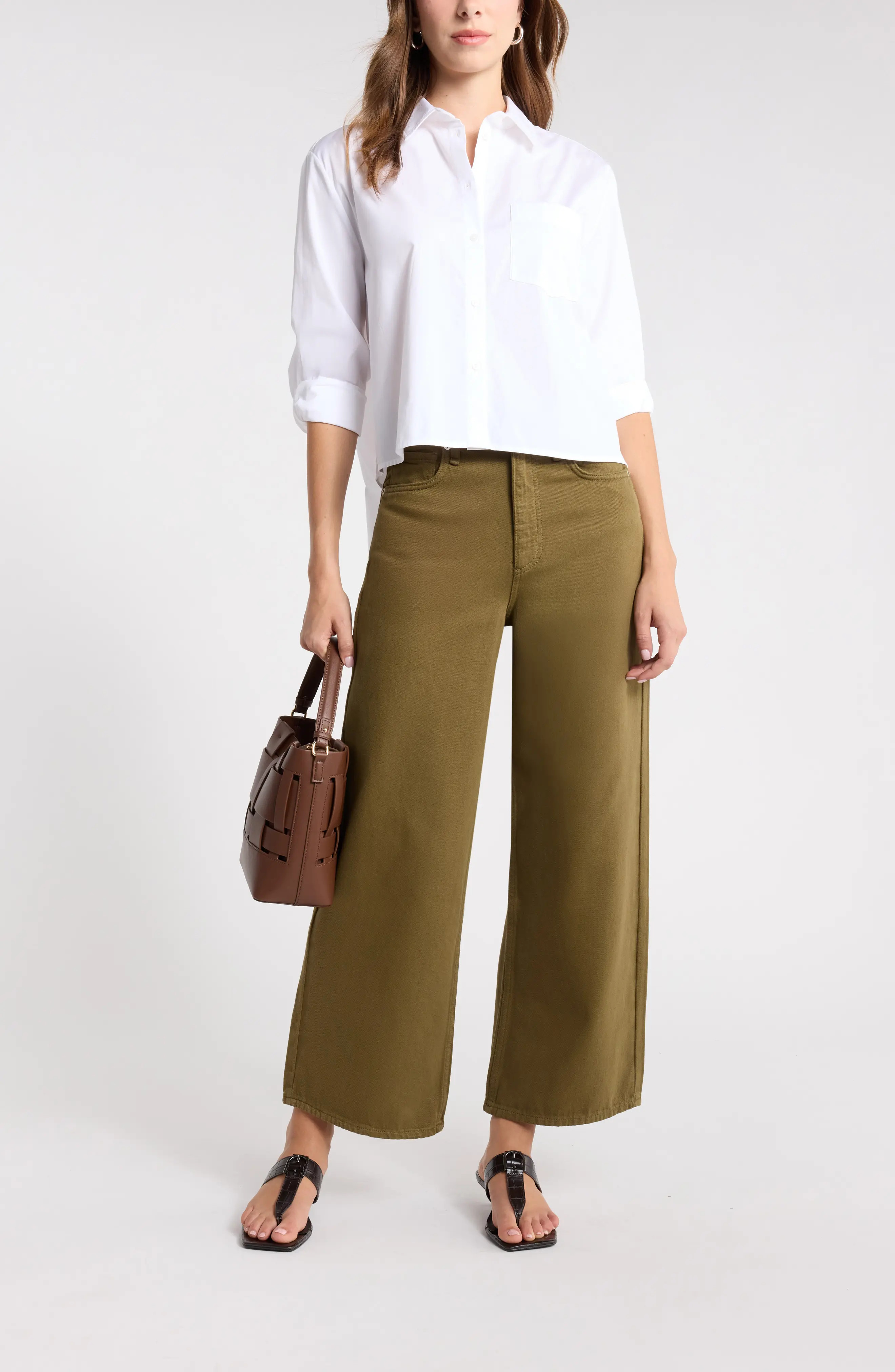 Nordstrom Cropped Poplin Button-Up Shirt (Women) | Nordstromrack | Nordstrom Rack