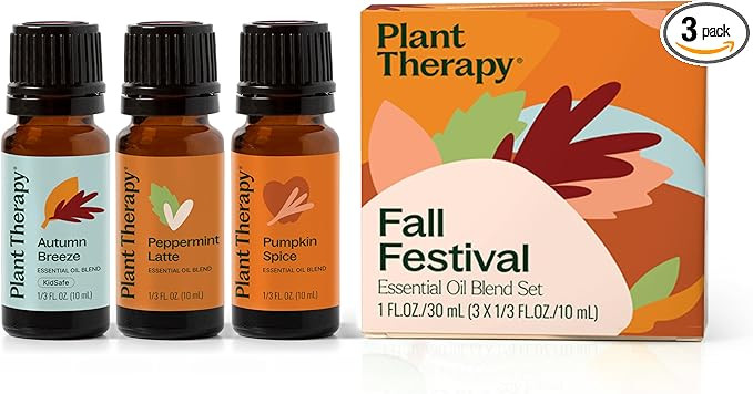 Plant Therapy Fall Festival Essential Oil Blend Set 10 mL (1/3 oz) of Autumn Breeze, Peppermint L... | Amazon (US)