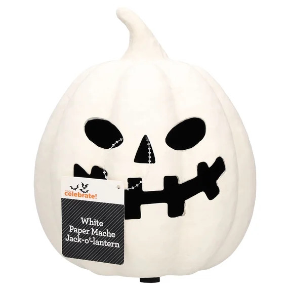 Paper Mache Jack-o'-Lantern Decoration, White, 8.25", Halloween by Way To Celebrate | Walmart (US)