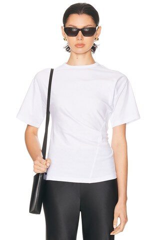 EAVES Ira Twisted Tee in White - White. Size S (also in L, M, XS). | FWRD 