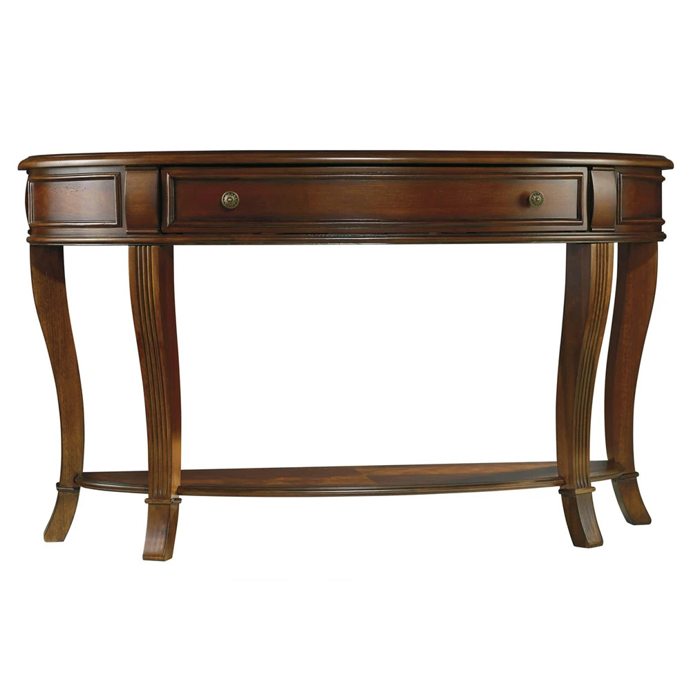 Haven Updated Traditional Cherry Wood Demilune Console Table | Kathy Kuo Home