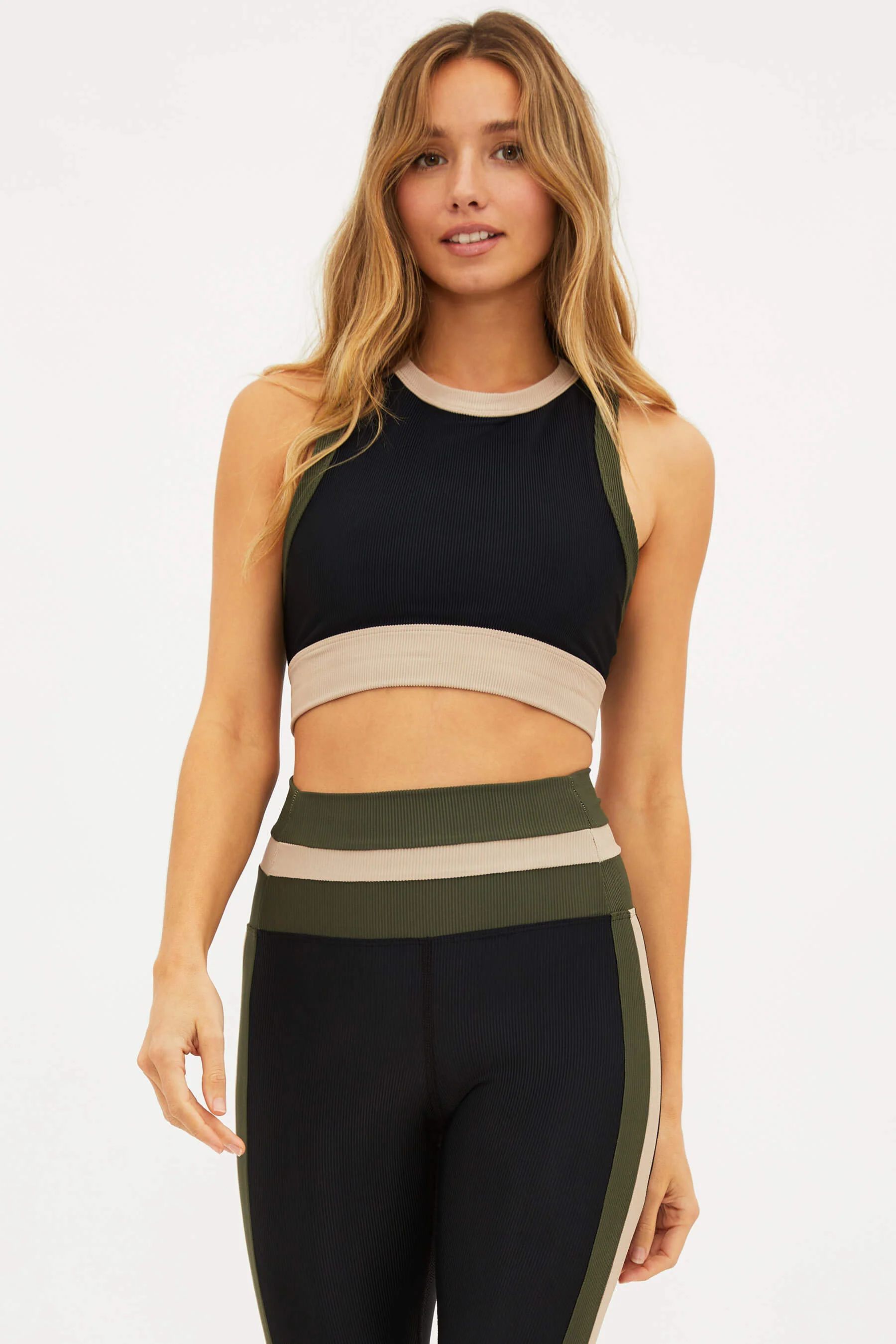 Gwen Top Military Olive Colorblock | Beach Riot