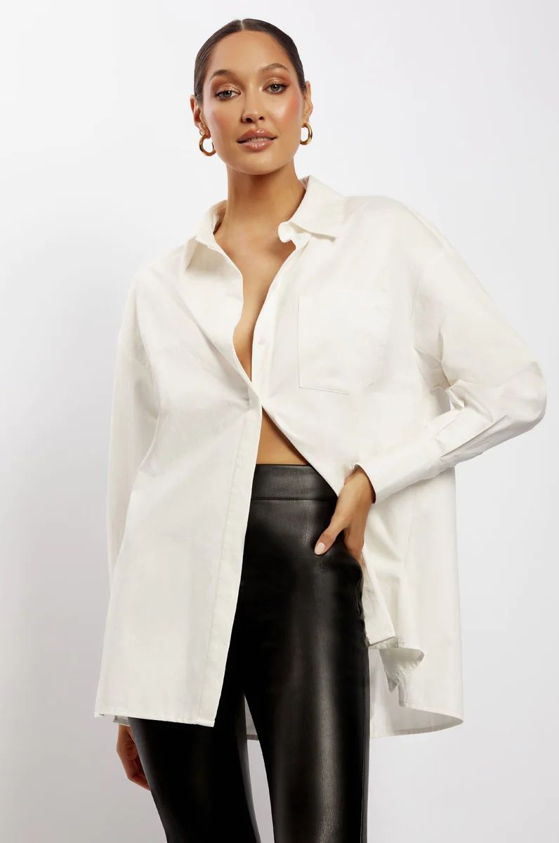 Talia Oversized Shirt - White | MESHKI US
