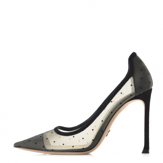 CHRISTIAN DIOR Mesh Plumetis Tulle D-Moi Pumps 37.5 Black | Fashionphile