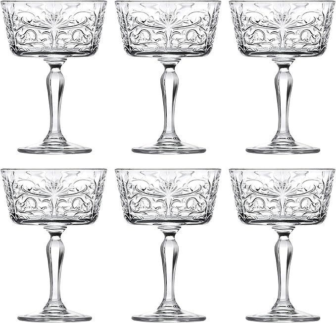 Barski Champagne Glasses - Flute - Saucer - Belle Coupe - Set of 6 Glasses - Glass Crystal - Glas... | Amazon (US)