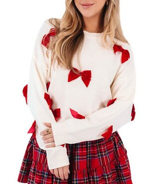 J.Marie Jenna Long Sleeve Bow front Sweater | Dillard's | Dillard's