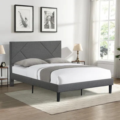 Upholstered Platform Bed Frame With Headboard, Strong Wood Slat Support, Mattress Foundation, No Box Spring Needed, Easy Assembly | Wayfair North America