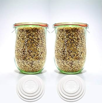 Weck Jars - 1 Liter - Large Sour Dough Starter Jars - Tulip Jar with Wide Mouth - Suitable for Ca... | Amazon (US)