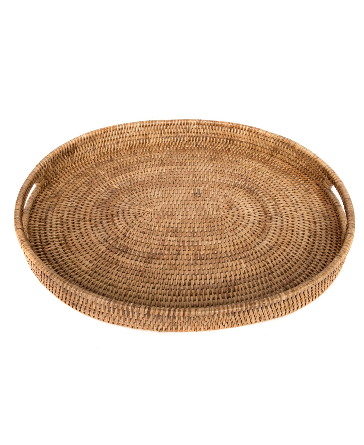 Artifacts Trading Company Rattan Oval Ottoman Tray with Cutout Handles - Honey brown | Macy's