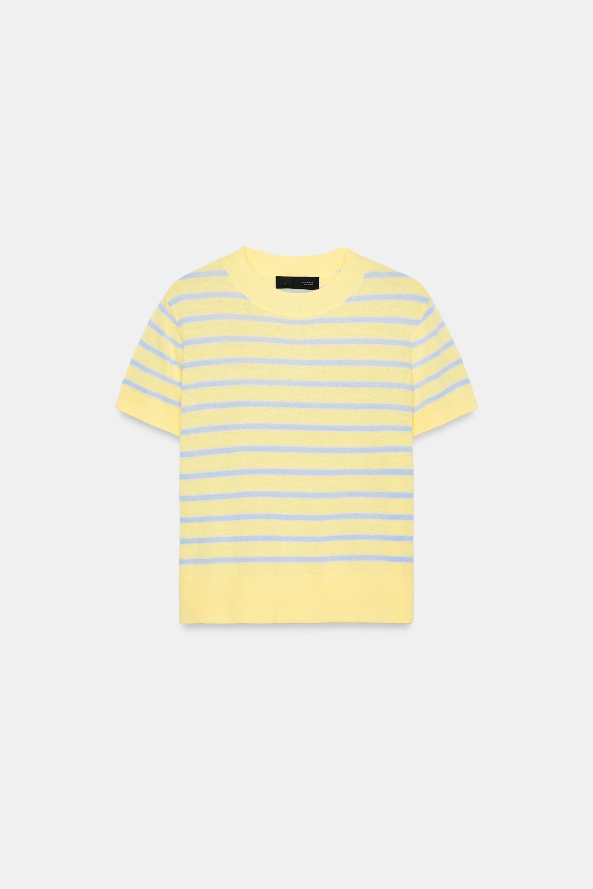 STRIPED SHORT SLEEVE KNIT SWEATER | Zara US