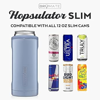 BrüMate Hopsulator Slim Double-walled Stainless Steel Insulated Can Cooler for 12 Oz Slim Cans (Deni | Amazon (US)