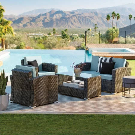 Coral Coast Dursey All-Weather Wicker 4 Piece Patio Conversation Set | Walmart (US)
