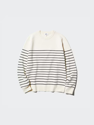 Washable Milano Ribbed Striped Crew Neck Jumper | UNIQLO (UK)