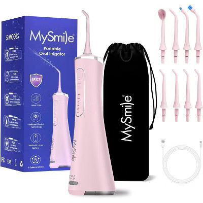 MySmile LP211 Cordless Water Flossers for Teeth, 260ML Reservoir, 5 Cleaning Modes, 8 Jet Tips, Pink | Target