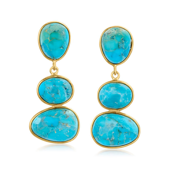 Turquoise Drop Earrings in 18kt Gold Over Sterling | Ross-Simons