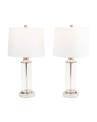 2pk 24in Clarity Glass Cylinder Table Lamps Set | TJ Maxx
