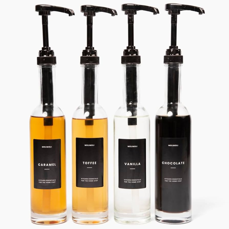 Molimoli Set of 4, 350ml, Coffee Syrup Dispenser for Coffee Bar, Coffee Pump Dispenser, Glass Syr... | Amazon (US)