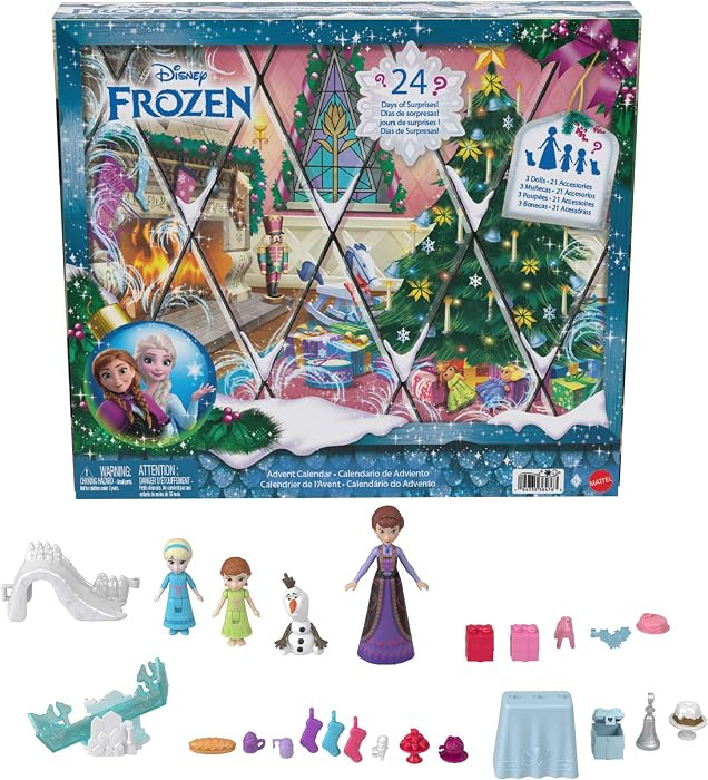 Mattel Disney Frozen Young Anna & Elsa Small Doll Advent Calendar with 24 Days of Surprises, Incl... | Amazon (US)