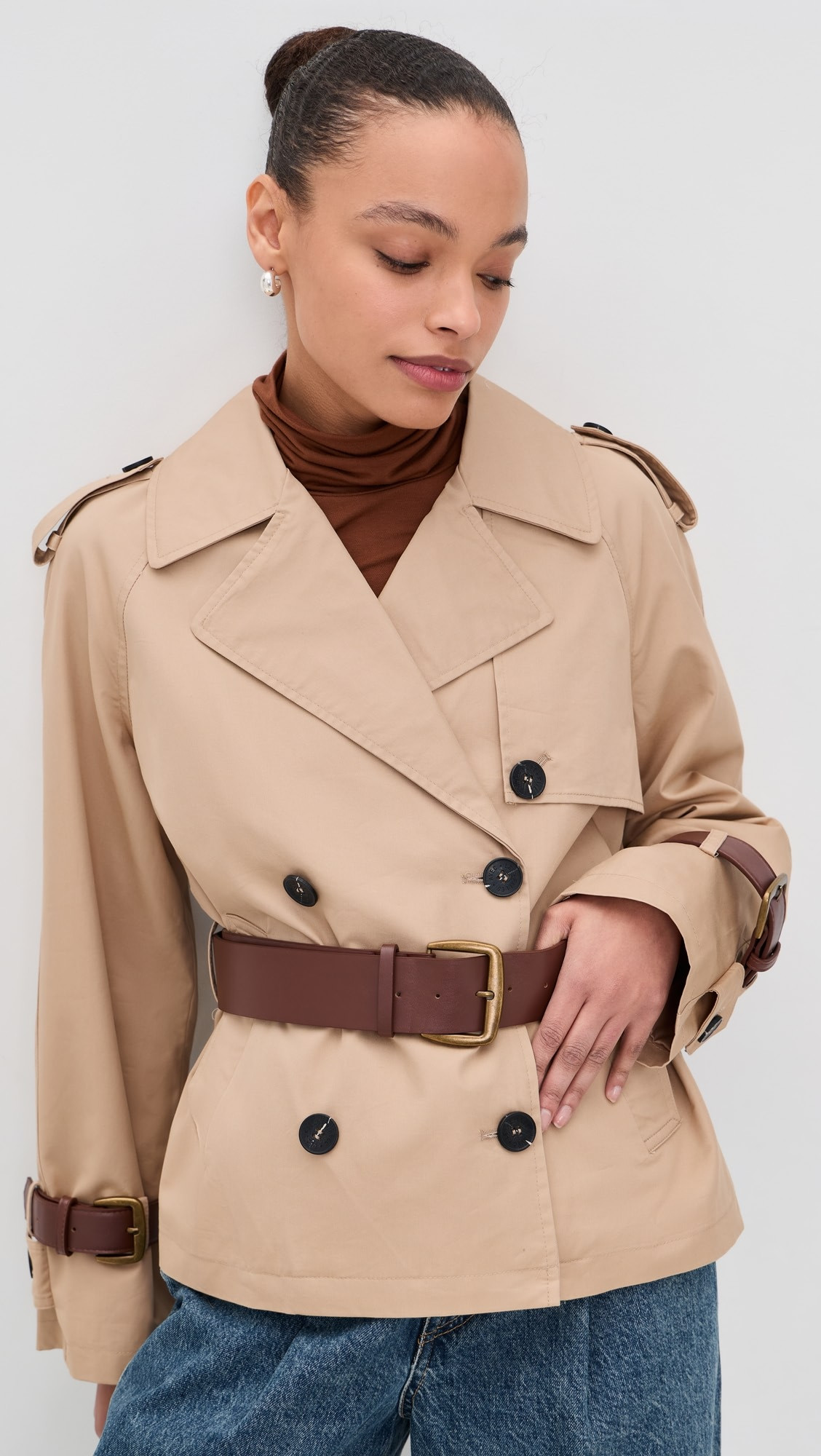 Short Trench Coat with Leather Belt | Shopbop