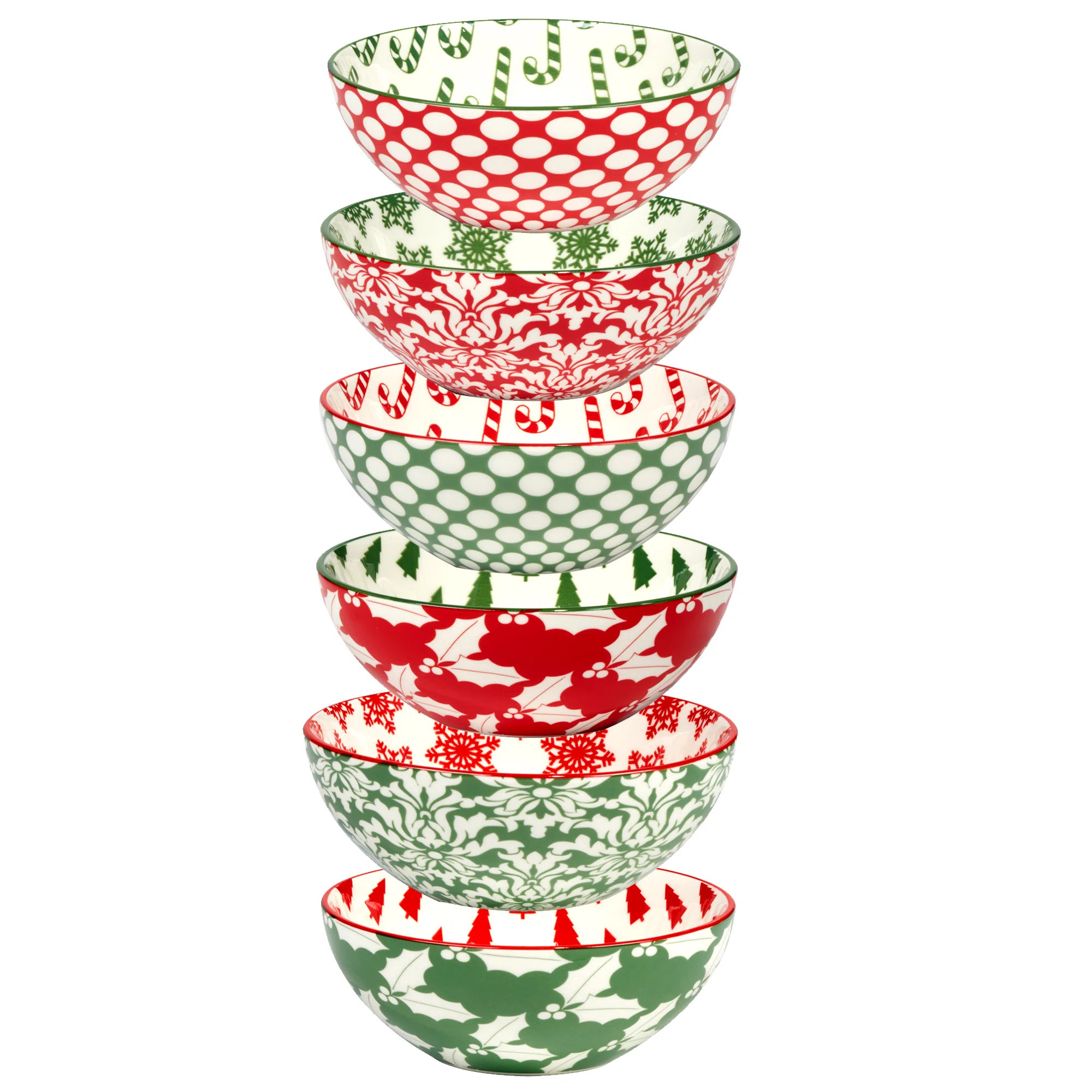 Winter Medley Set of 6 All Purpose Bowl 6.25in  asst | Wayfair North America