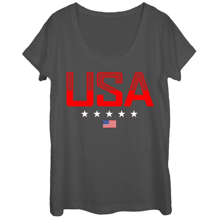 Women's Lost Gods Fourth of July  USA Stripe Design Scoop Neck | Target