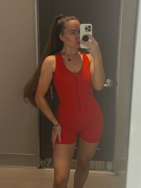 Target style wild fable romper! Size XS buttery soft and stretchy! Target romper. Target summer style. Workout outfit. Fitness style. Red romper. 

#LTKfitness #LTKsalealert #LTKSeasonal