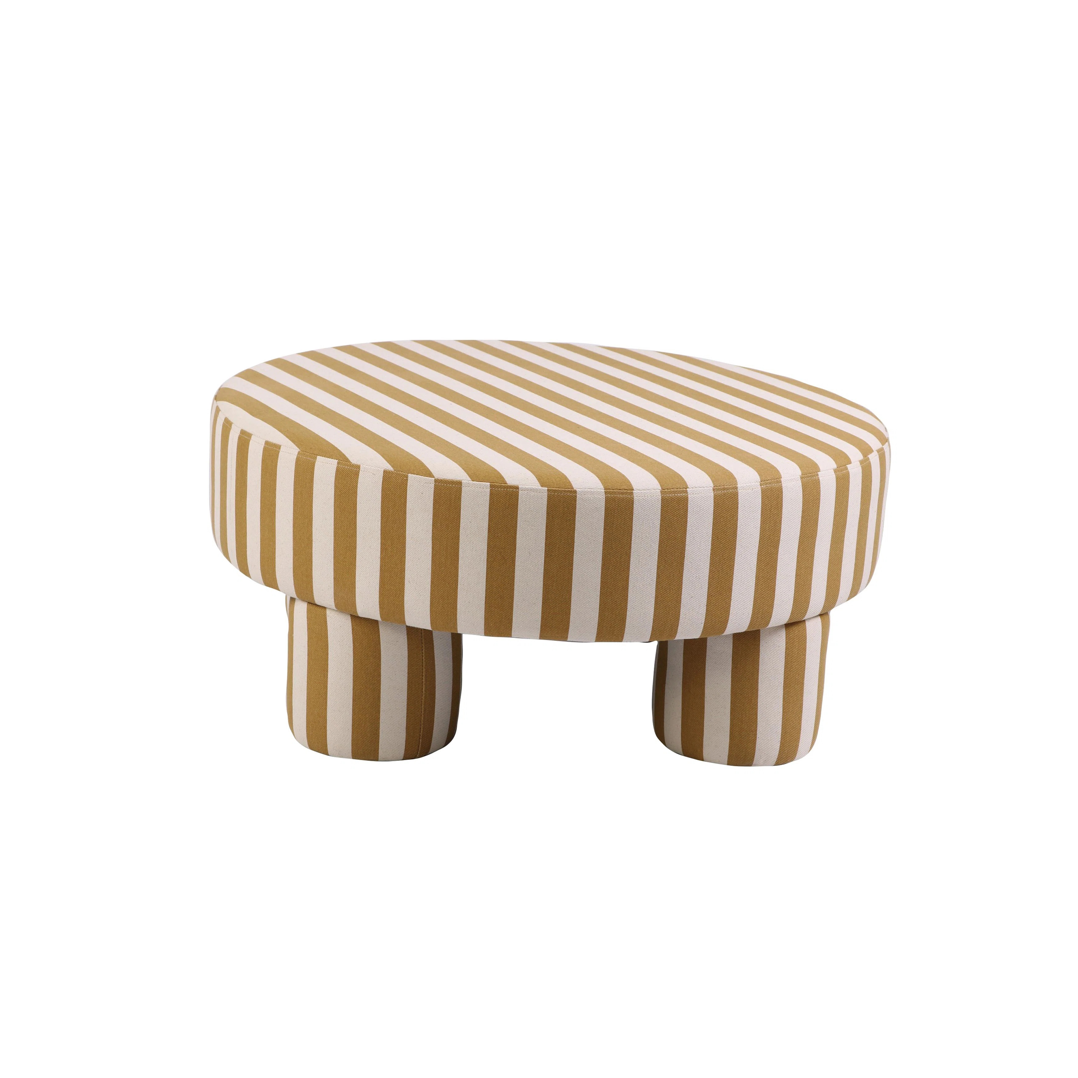 Round Fabric Upholstered Striped Table Ottoman | Wayfair North America