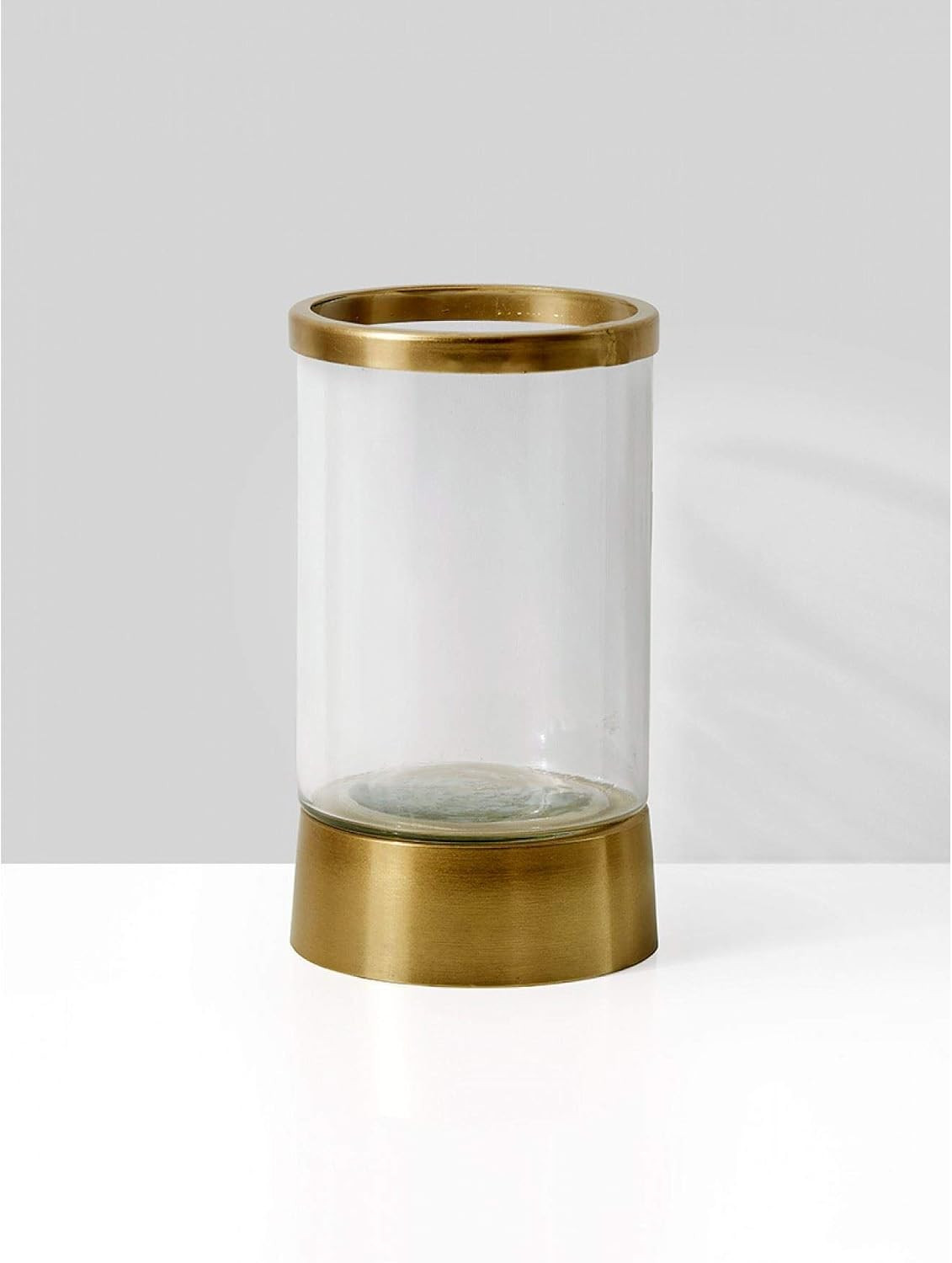 Serene Spaces Living Gold Rimmed Glass Cylindrical Hurricane, Fancy Table Decor, Set of 2 | Amazon (US)