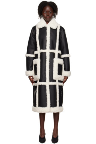 Stand Studio - Black Patrice Faux-Leather Coat | SSENSE