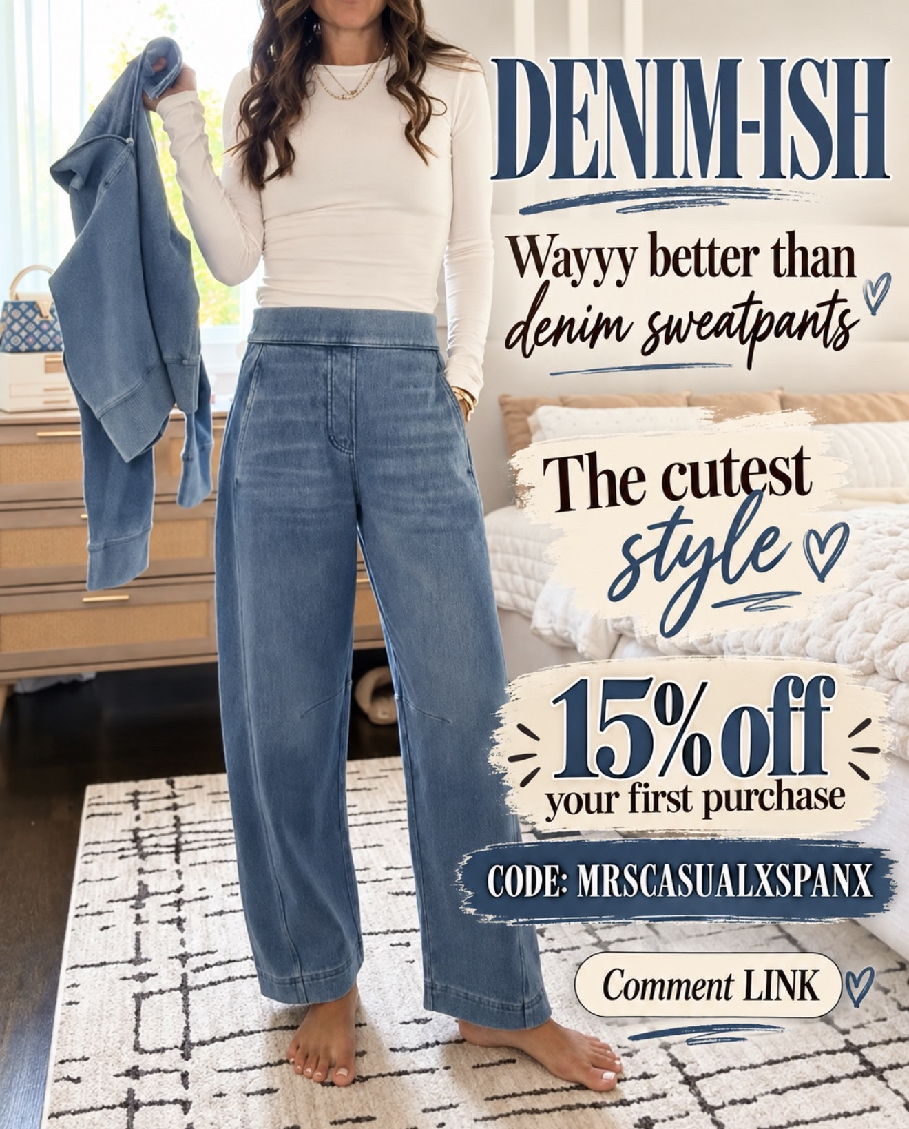 These Denim-ish pants are UNREAL 💙 Better than denim, better than sweatpants—and the style is so cute!

New customers can use code MRSCASUALXSPANX for 15% off 🙌

Comment LINK and I’ll send them to you!

#LTKOver40 #LTKSeasonal #LTKmomlife