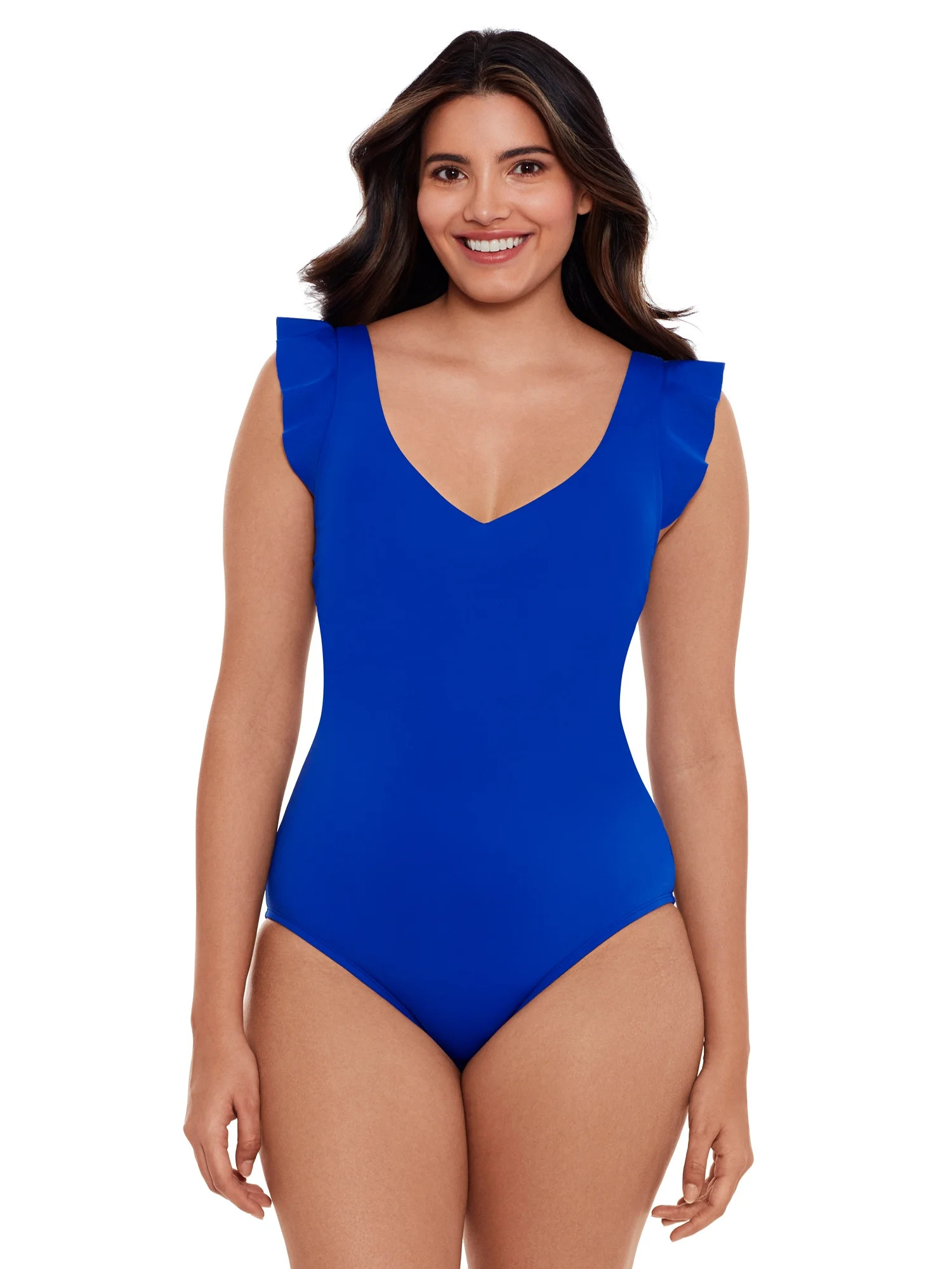 Time and Tru Women’s and Plus Ruffle Strap One Piece Swimsuit | Walmart (US)