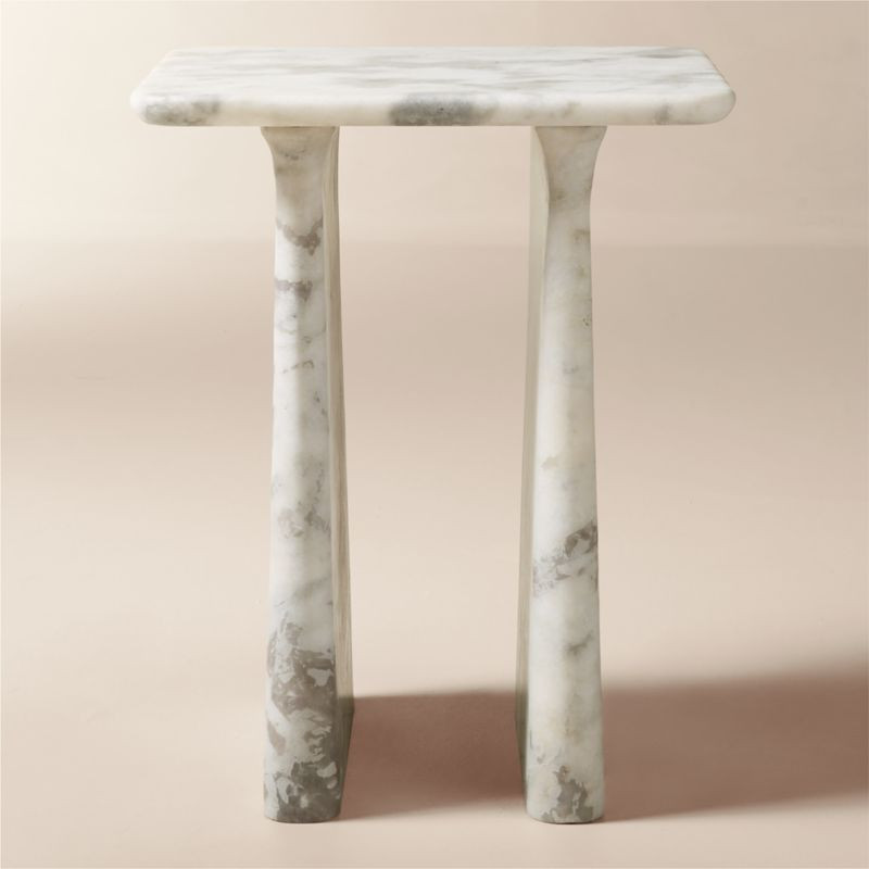 Almera White Marble Side Table | CB2 | CB2