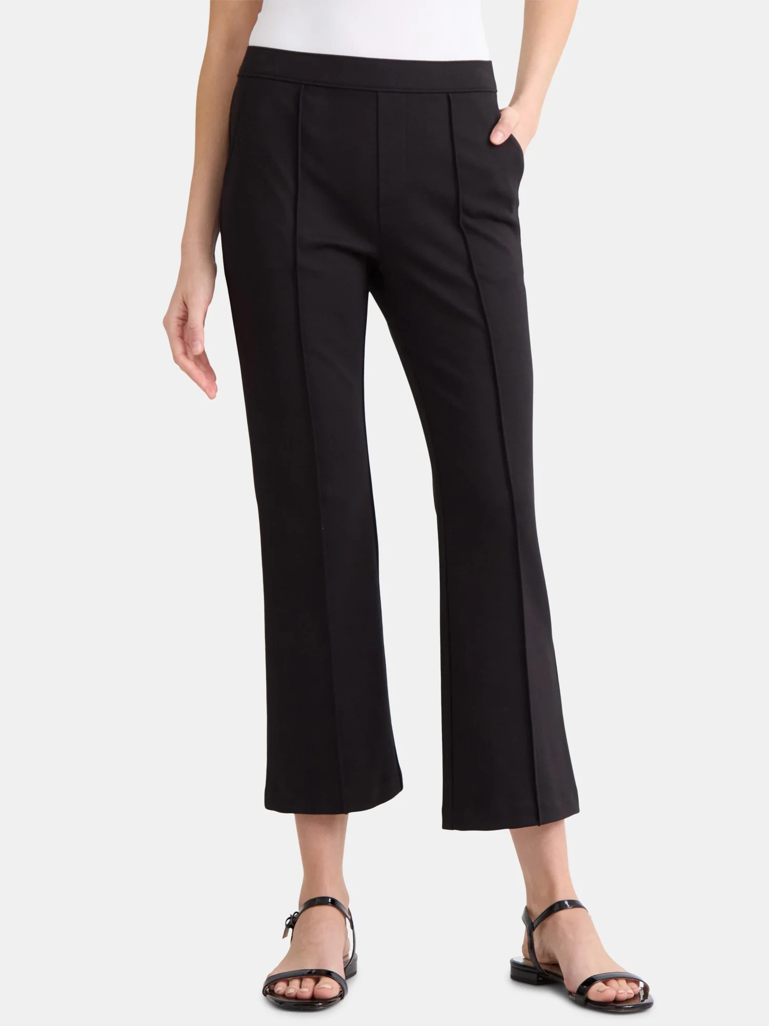 Time and Tru Women's Cropped Flare Pants, 26" Inseam, Size XS-XXXL | Walmart (US)