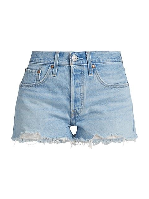 501® Original Raw-Edge Denim Shorts | Saks Fifth Avenue