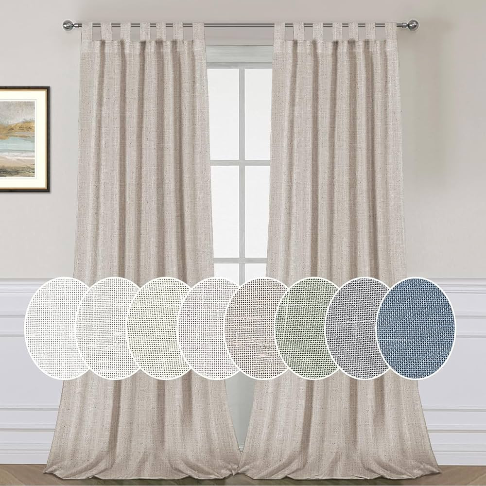 H.VERSAILTEX Natural Effect Extra Long Curtains Made of Linen Mixed Rich Material, Tab Top Curtai... | Amazon (US)