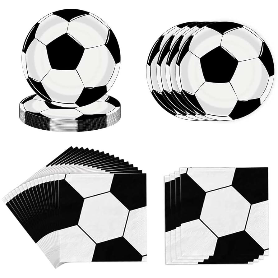 96pcs Soccer Party Supplies Soccer Paper Plates and Napkins Soccer Theme Birthday Tableware Inclu... | Amazon (US)