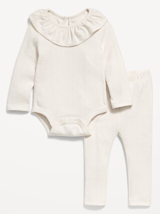 Ruffled Pointelle-Knit Bodysuit and Pants Set for Baby | Old Navy (US)