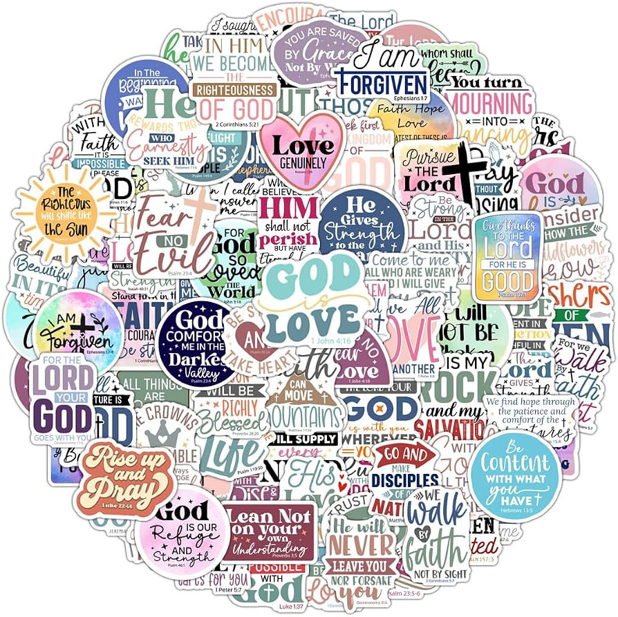 100 Pack Christian Scripture Stickers, Inspiring Religious Gifts for Summer Camps VBS, Journaling... | Amazon (US)