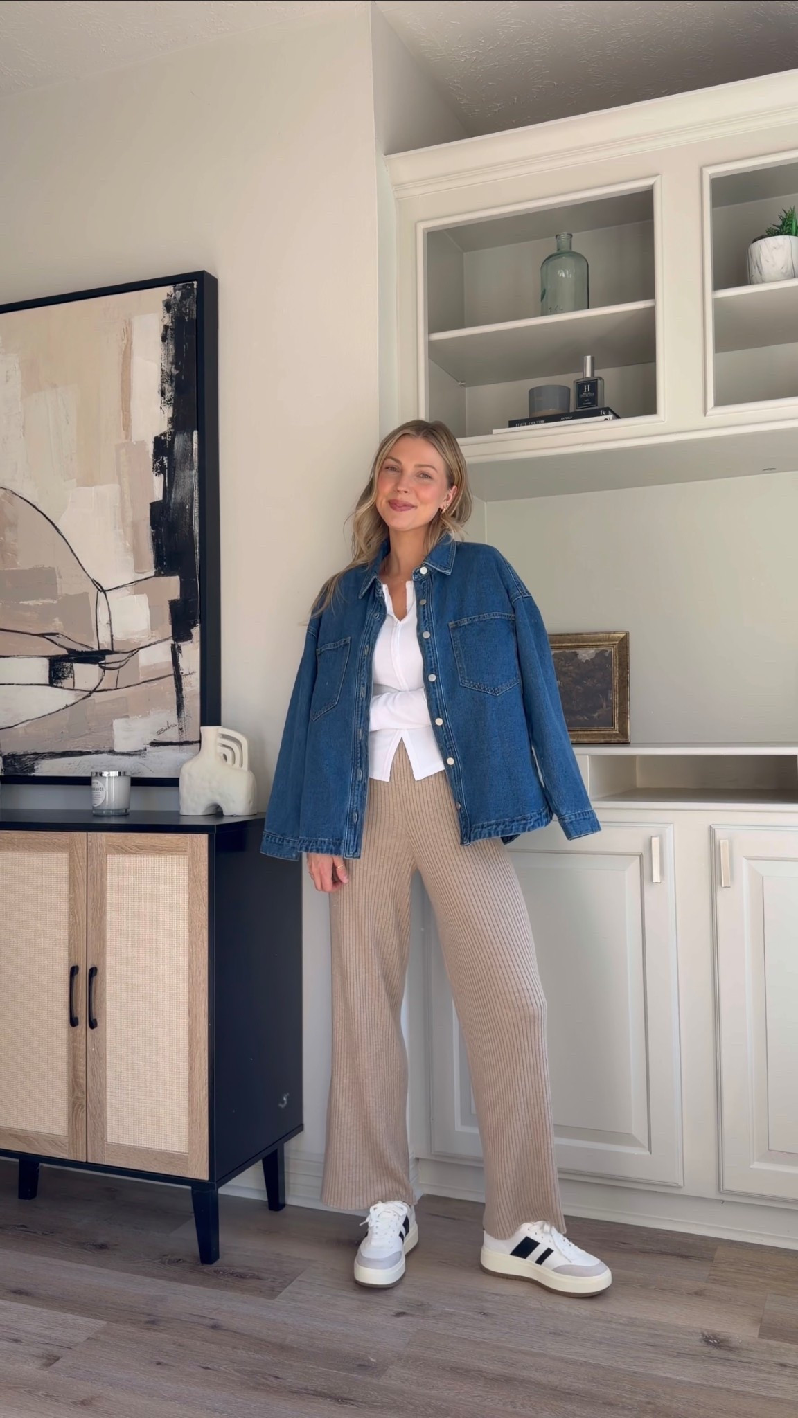 Nursing friendly everyday mom outfit! S in long sleeve and denim jacket, M in knit pants!

#LTKootd #LTKmomlife