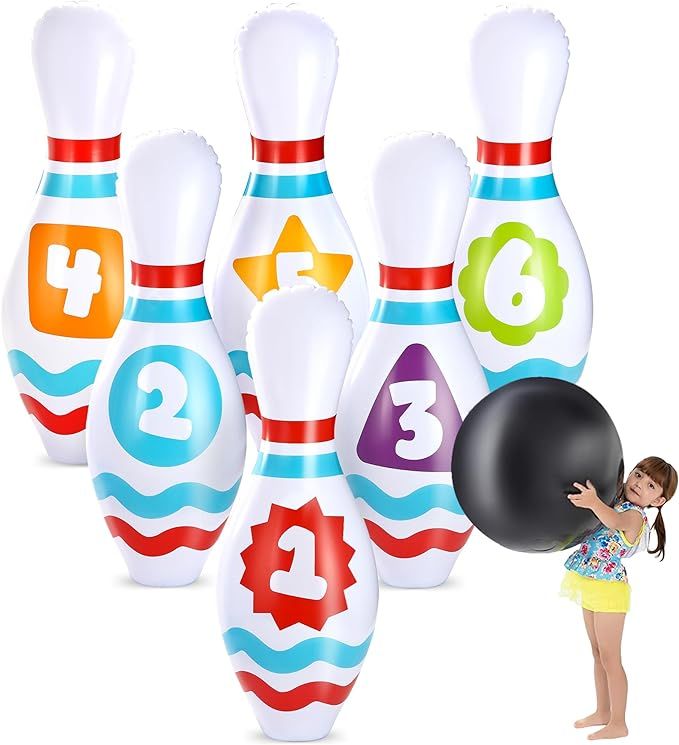 Giant Inflatable Bowling Set for Kids and Adults, Christmas Birthday Party Games, Kids Education ... | Amazon (US)