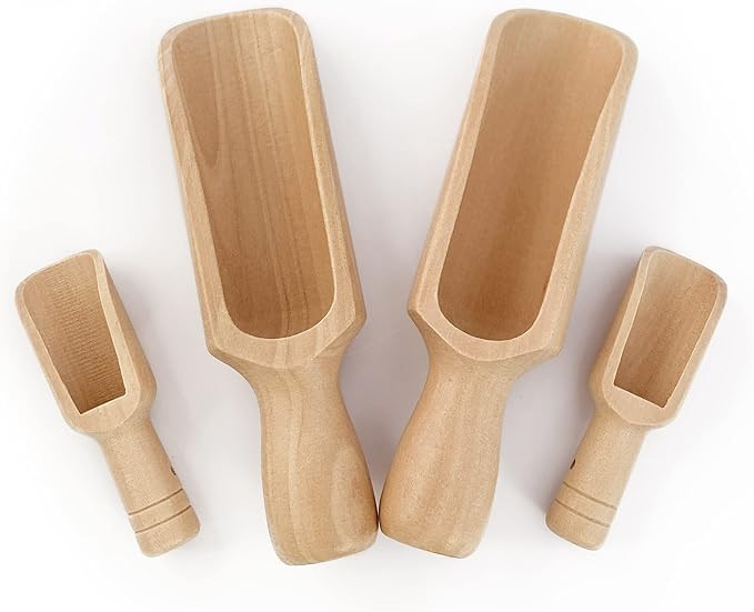 Wooden Scoop(5.5"+3")2Big 2Small bath salt scoop Natural Beech Wood Scoop for Flour, Bath Salt, S... | Amazon (US)