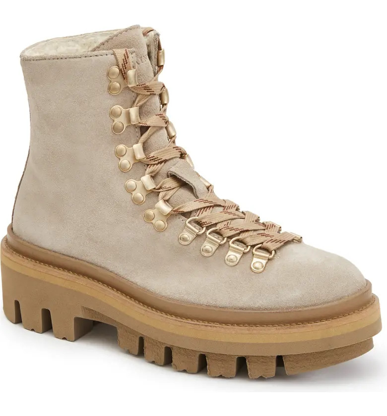 Wanda Genuine Shearling Combat Boot | Nordstrom