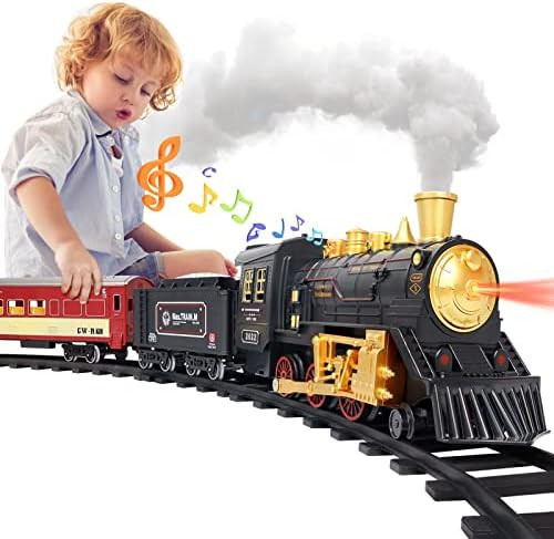 Train Set for Boys Girls - Electric Toy Train Including Passenger Coach with Lights, Steam Locomo... | Amazon (US)