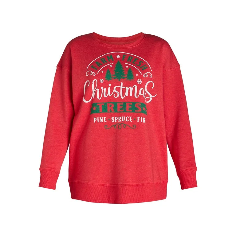 Women's and Women's Plus Christmas Trees Graphic Sweatshirt Pullover from Holiday Time, Sizes S-X... | Walmart (US)