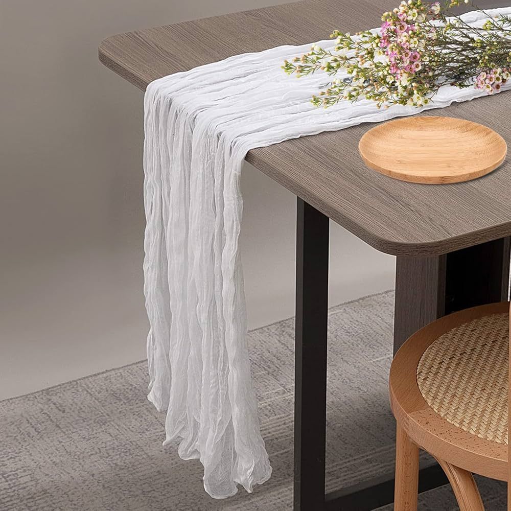 White Cheesecloth Table Runner 35 x 157 Inch Gauze Cheese Cloth Table Runner 13ft Long Boho Table... | Amazon (US)