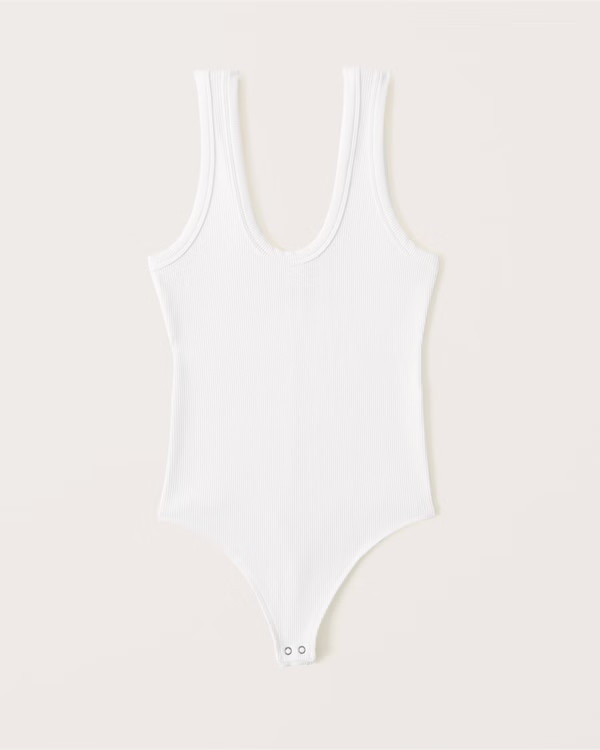 Seamless Rib Fabric Scoopneck Bodysuit | Abercrombie & Fitch (US)