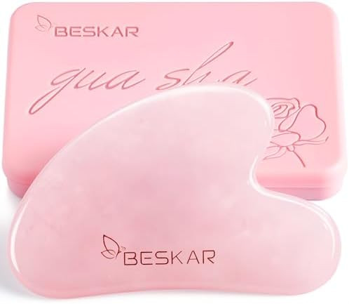 BESKAR Gua Sha Facial Tools, Natural Jade Stone Guasha Massager for Jawline Sculpting, Tighten Fa... | Amazon (US)
