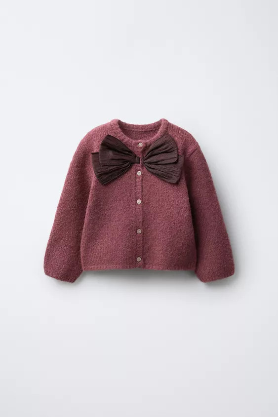 SATIN BOW CARDIGAN | Zara US
